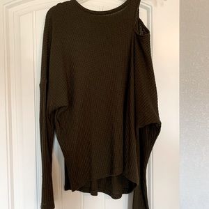 Express cold shoulder sweater olive green-size L